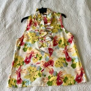 J. Crew Floral Ruffle Blouse - Yellow and Red